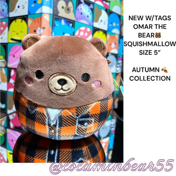 NW/TAGS OMAR THE BEAR 🐻 IN FLANNEL SHIRT SQUISHMALLOW-SZ 5”AUTUMN COLLECTION - Picture 8 of 9